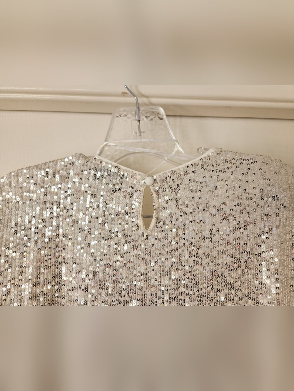 CeCe Silver Sequin Ruffle Top - Picture 8 of 12